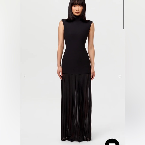 Naked Wardrobe pleated sleeveless maxi dress twofer style black - Picture 1 of 8